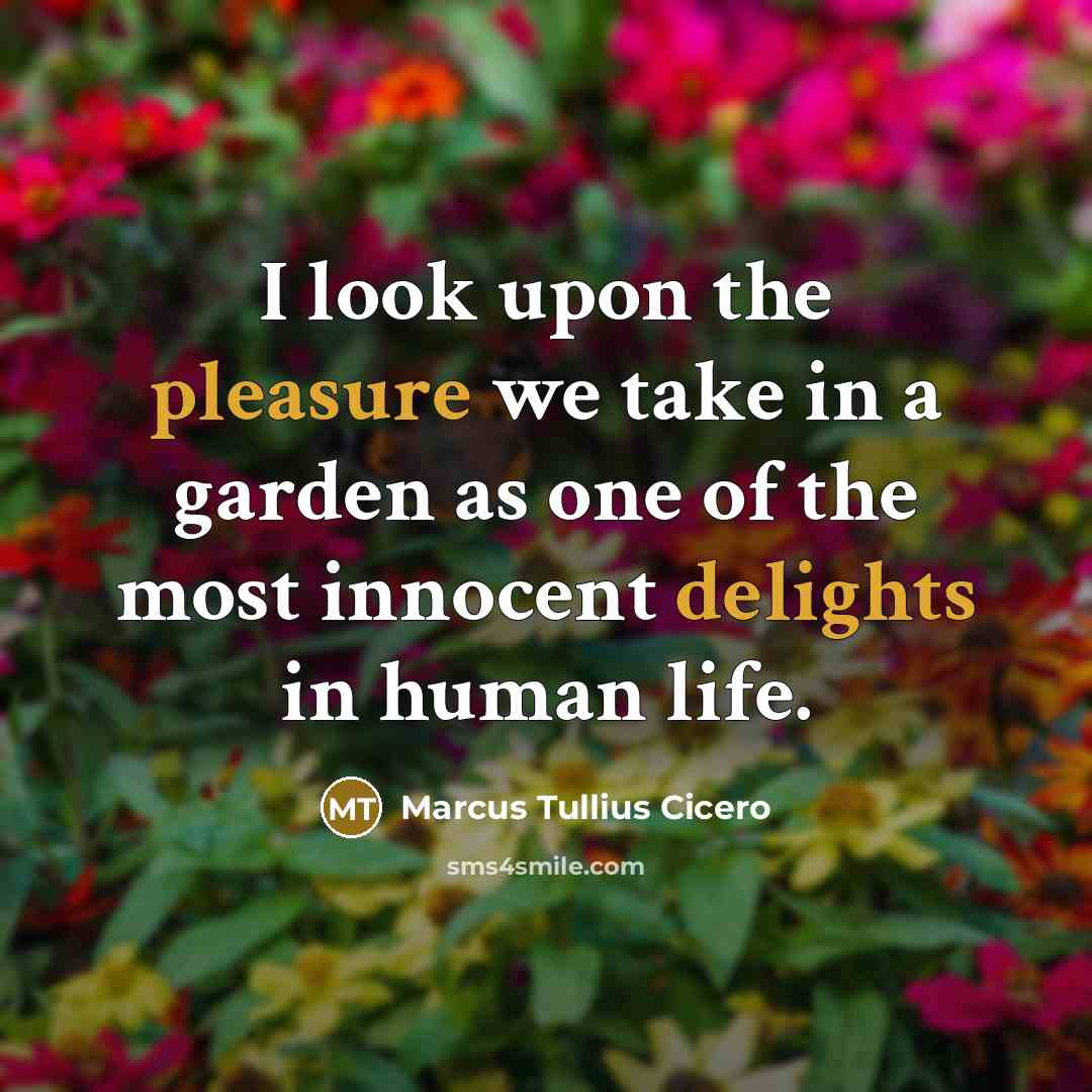 “I look upon the pleasure we take in a garden as one of the most innocent delights in human life.” quote by Marcus Tullius Cicero