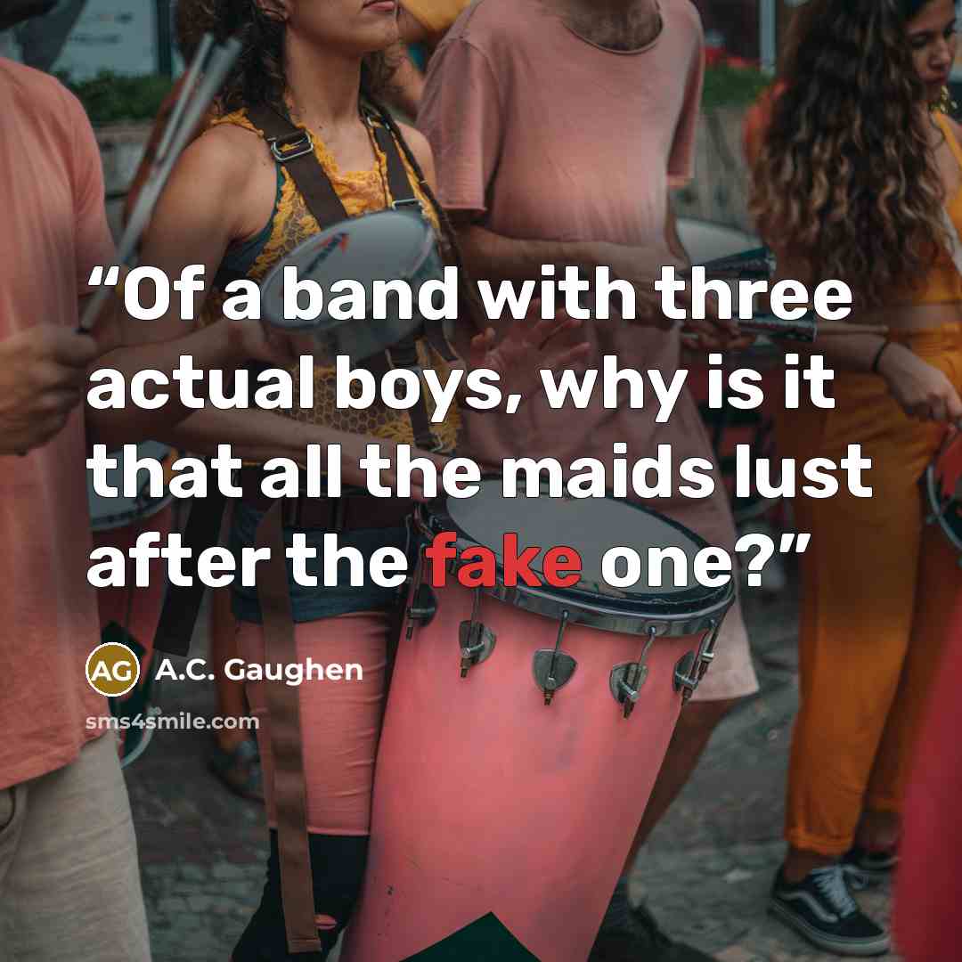 “Of a band with three actual boys, why is it that all the maids lust after the fake one?” quote by A.C. Gaughen