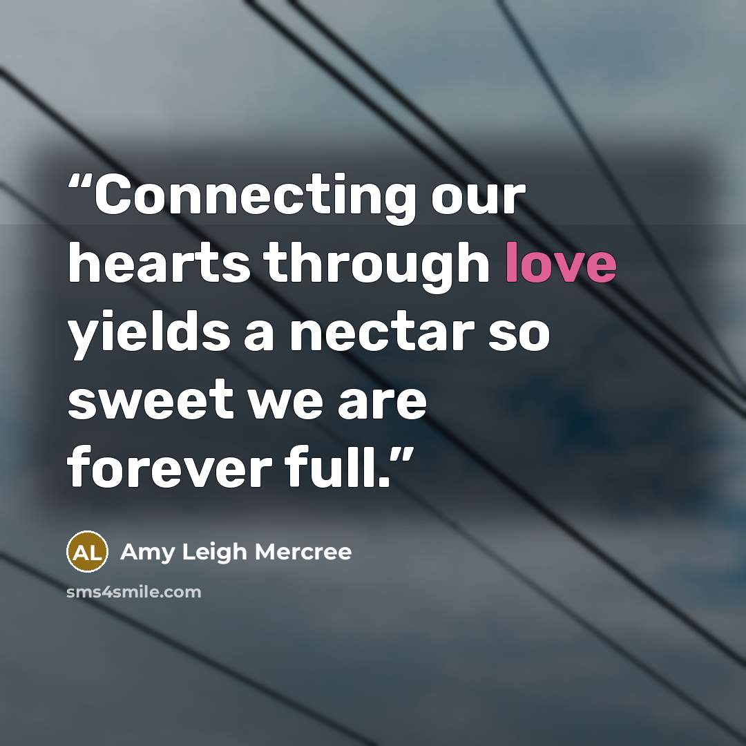 “Connecting our hearts through love yields a nectar so sweet we are forever full.” quote by Amy Leigh Mercree