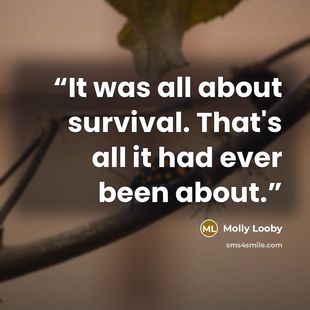 “It was all about survival. That's all it had ever been about.” quote by Molly Looby