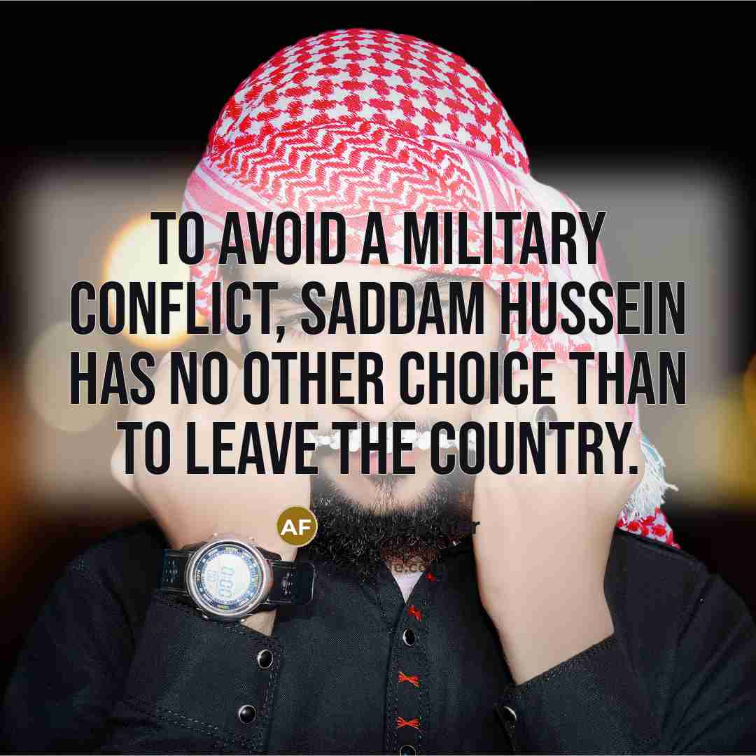 “To avoid a military conflict, Saddam Hussein has no other choice than to leave the country.” quote by Ari Fleischer