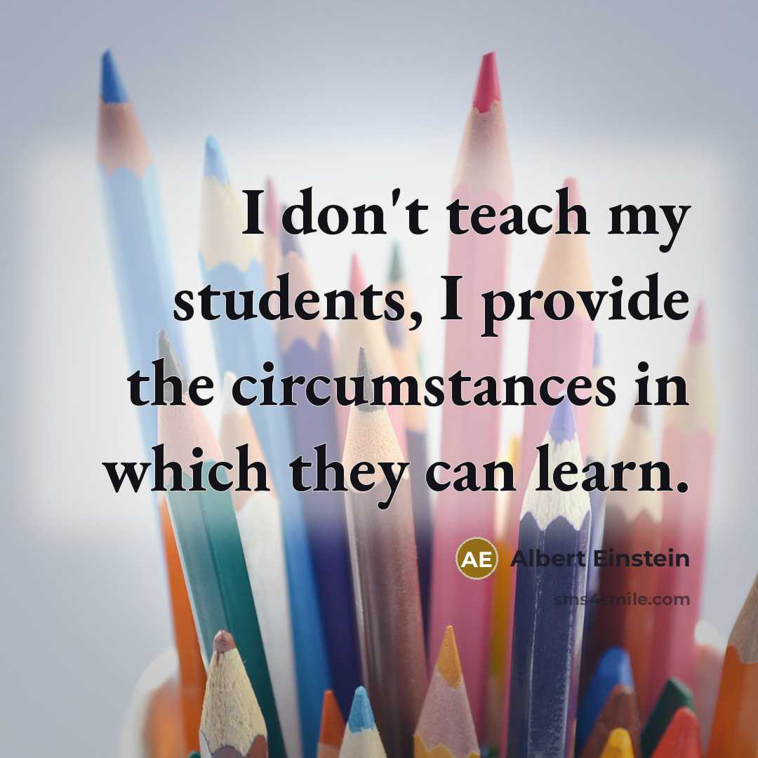 “I don't teach my students, I provide the circumstances in which they can learn.” quote by Albert Einstein