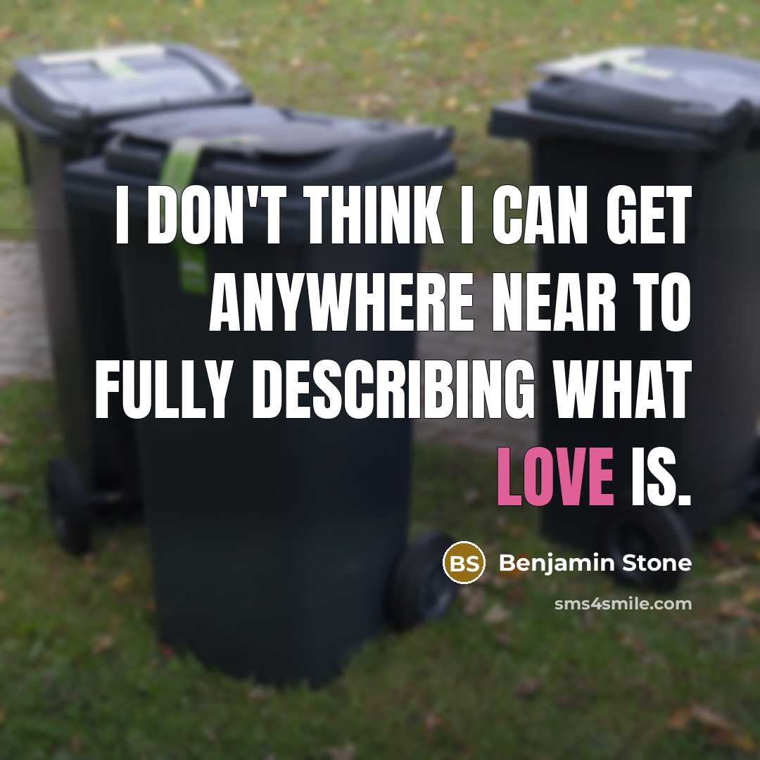 “I don't think I can get anywhere near to fully describing what love is.” quote by Benjamin Stone