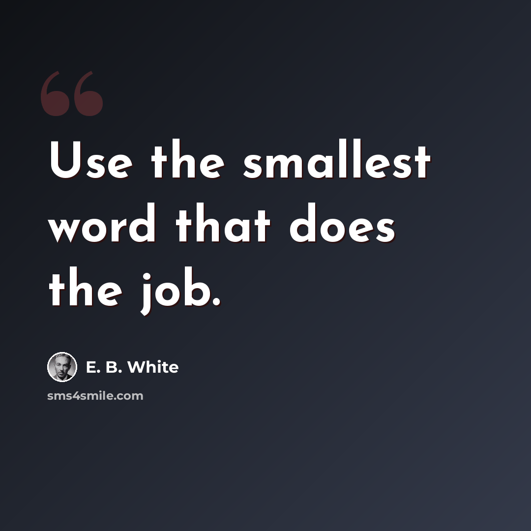 “Use the smallest word that does the job.” quote by E. B. White