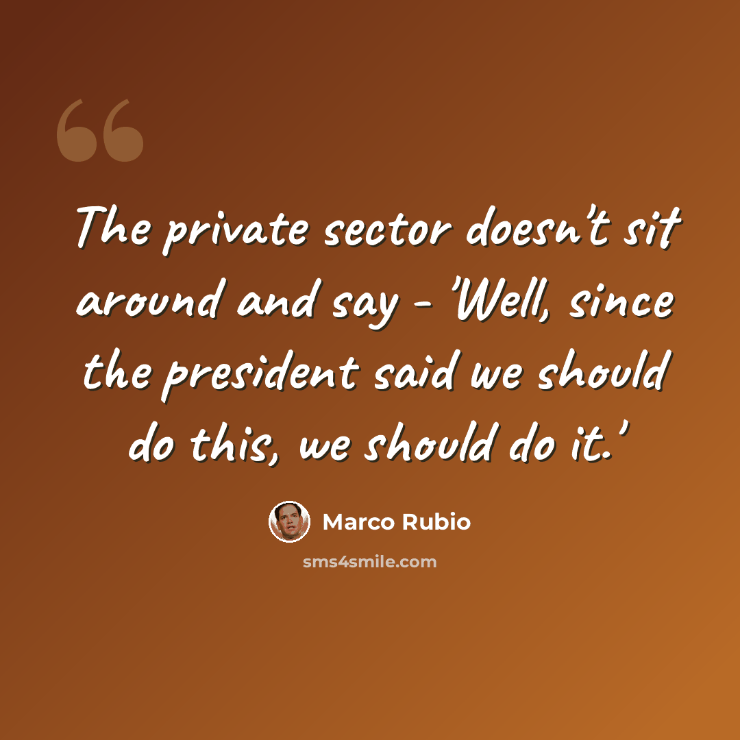 “The private sector doesn't sit around and say - 'Well, since the president said we should do this, we should do it.'” quote by Marco Rubio