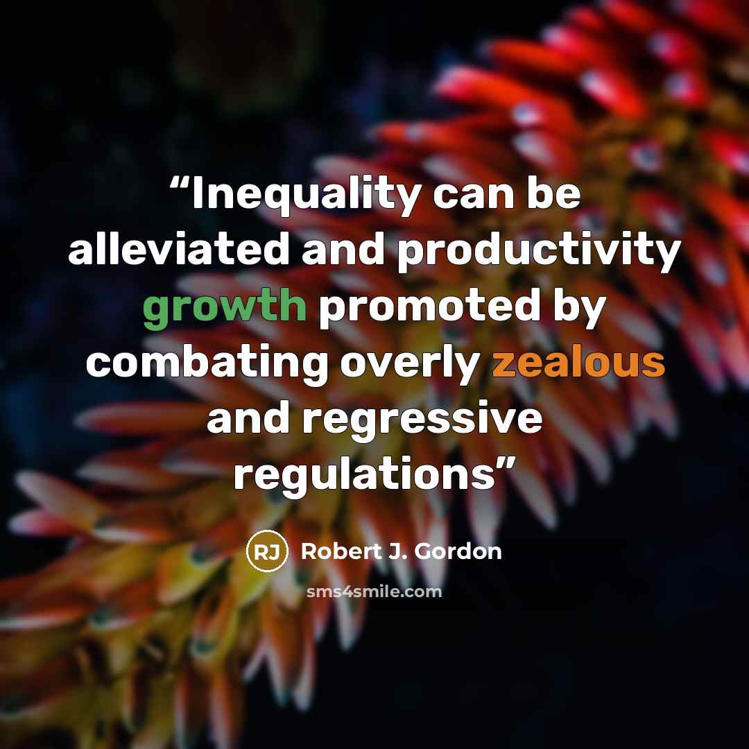 “Inequality can be alleviated and productivity growth promoted by combating overly zealous and regressive regulations” quote by Robert J. Gordon
