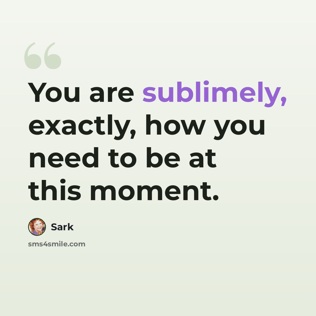 “You are sublimely, exactly, how you need to be at this moment.” quote by Sark