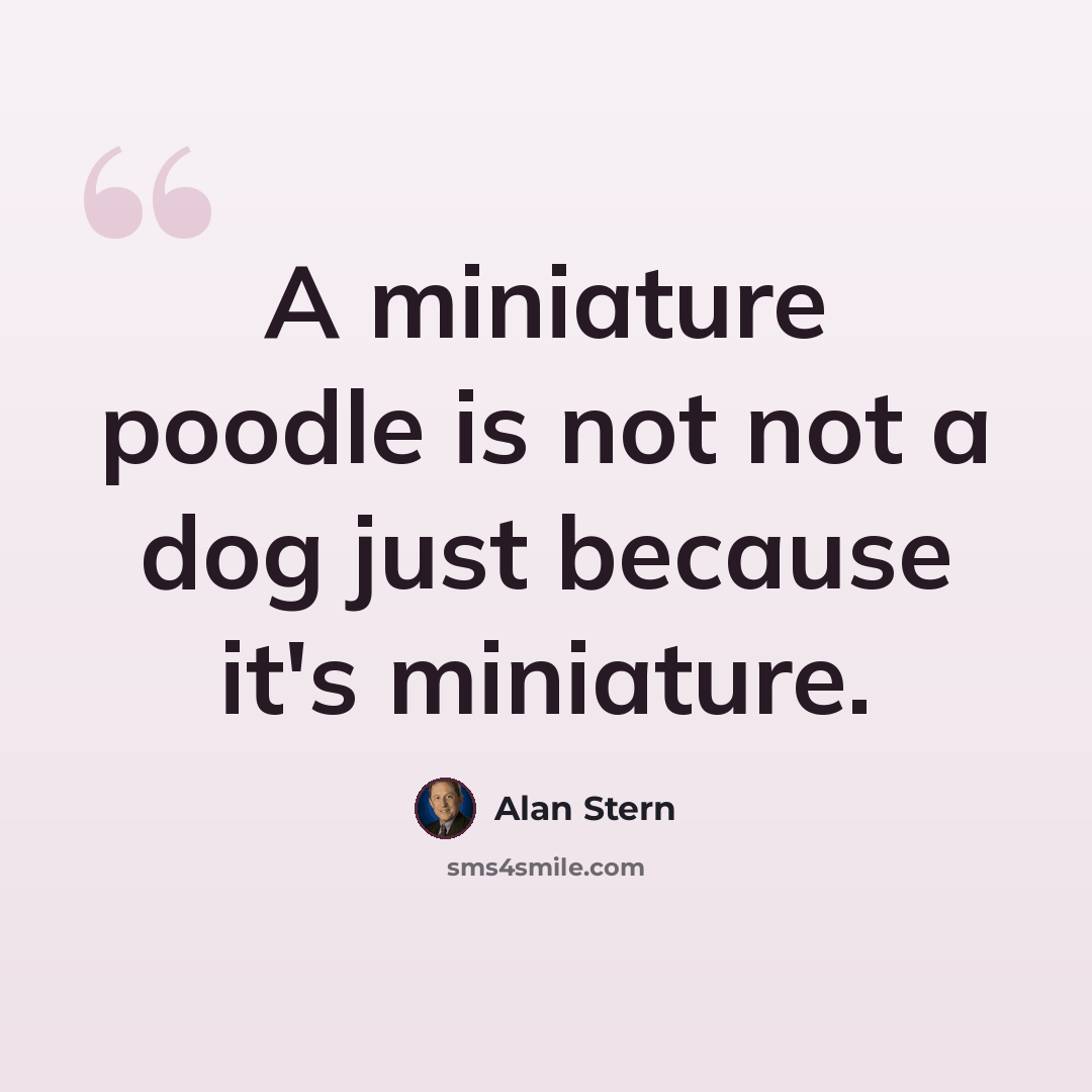“A miniature poodle is not not a dog just because it's miniature.” quote by Alan Stern