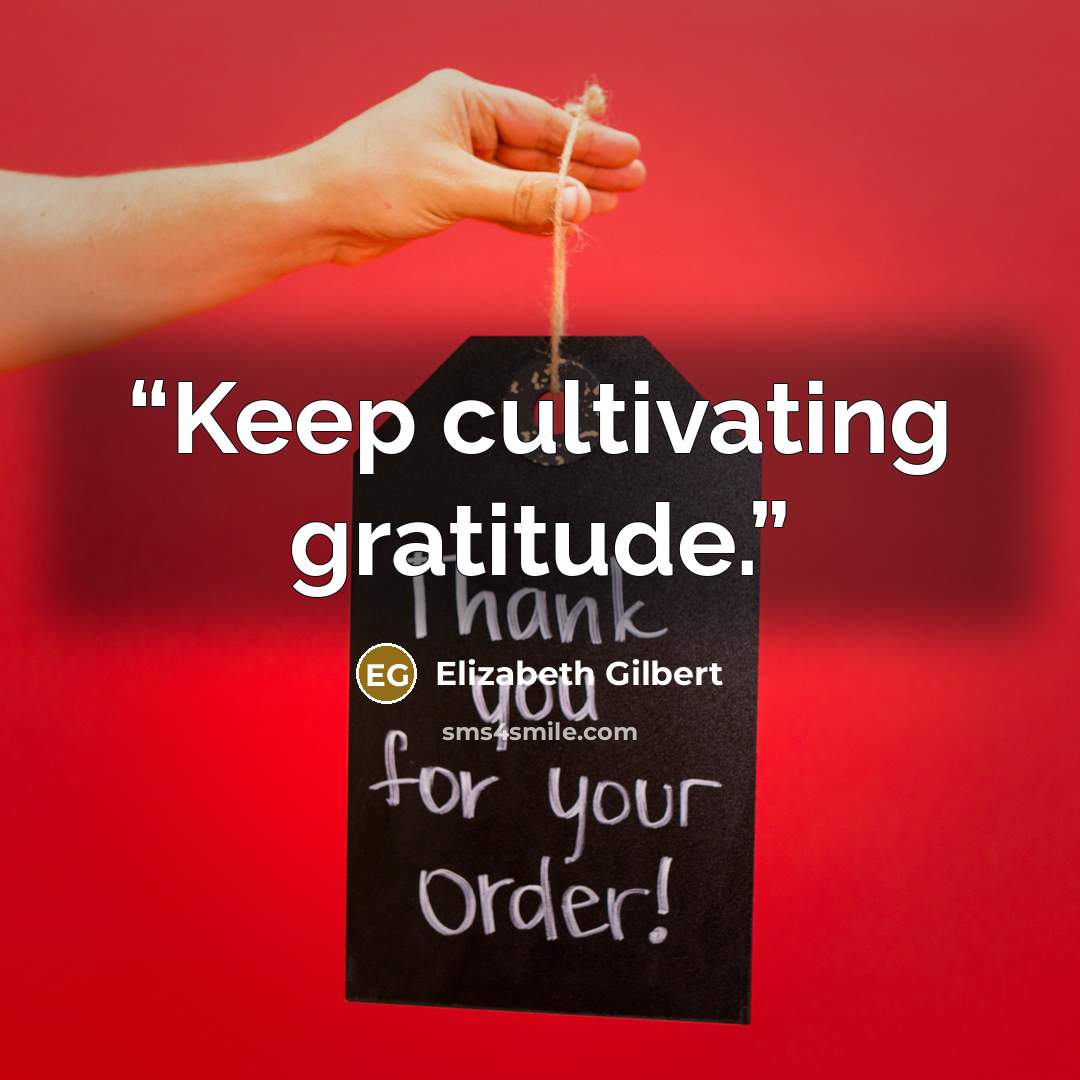 “Keep cultivating gratitude.” quote by Elizabeth Gilbert