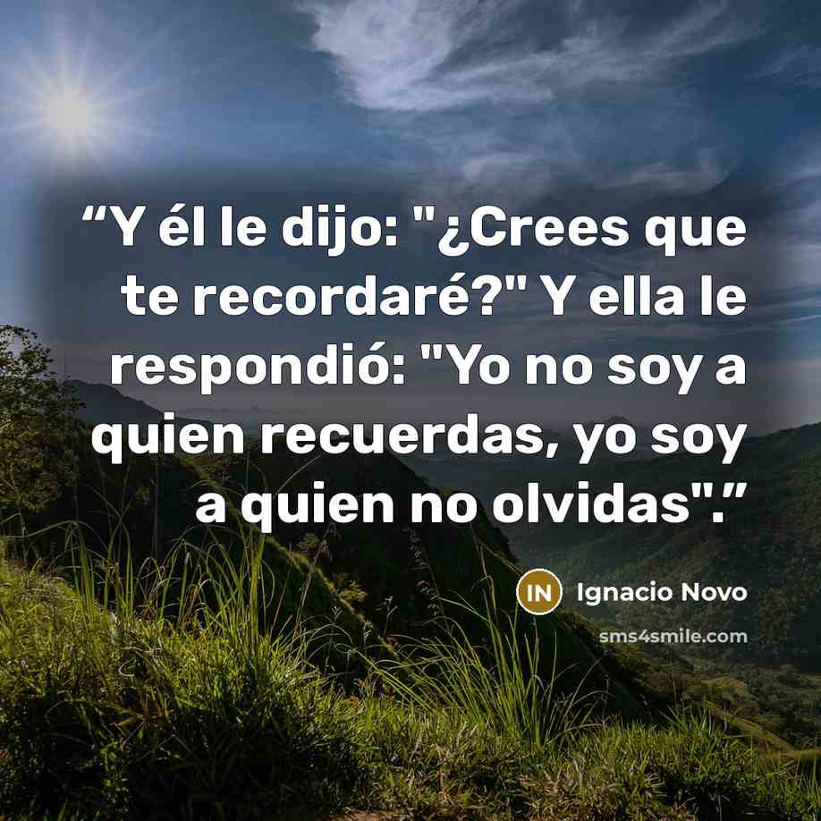 “Y él le dijo: "¿Crees que te recordaré?" Y ella le respondió: "Yo no soy a quien recuerdas, yo soy a quien no olvidas".” quote by Ignacio Novo