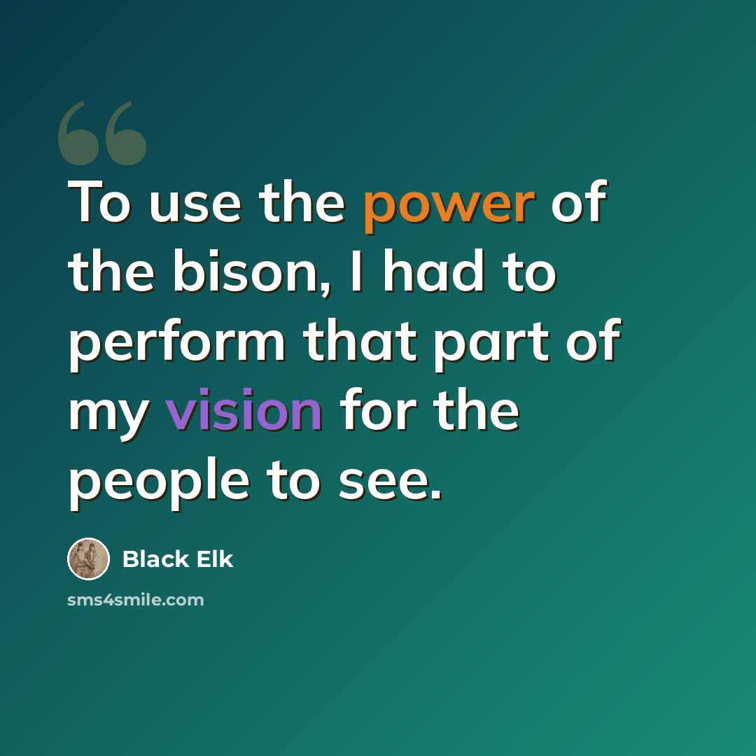 “To use the power of the bison, I had to perform that part of my vision for the people to see.” quote by Black Elk