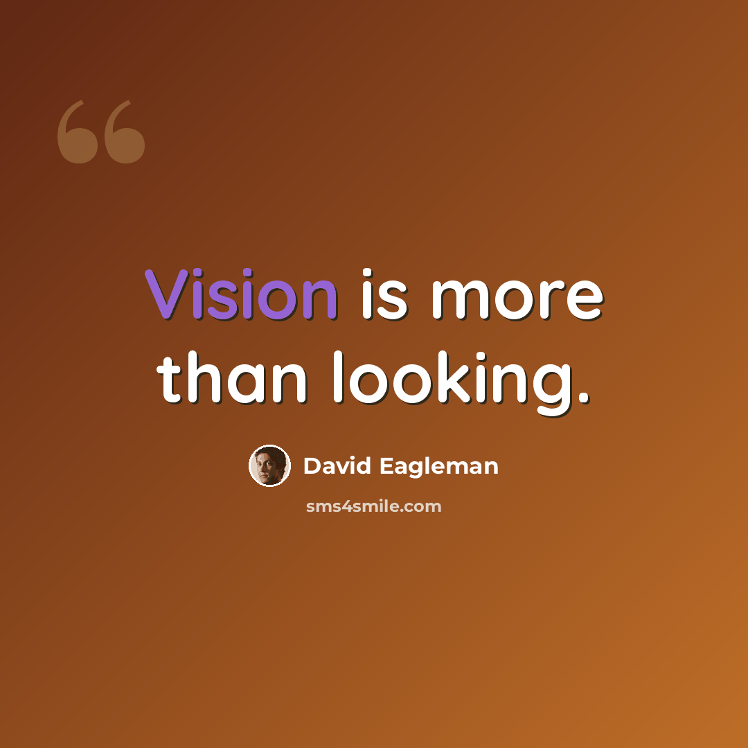 “Vision is more than looking.” quote by David Eagleman