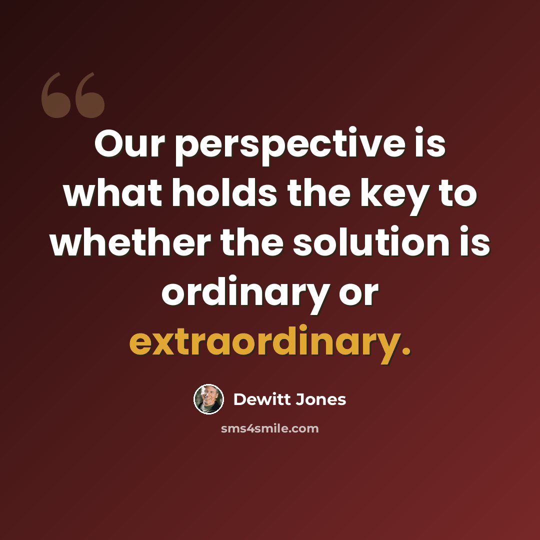 “Our perspective is what holds the key to whether the solution is ordinary or extraordinary.” quote by Dewitt Jones