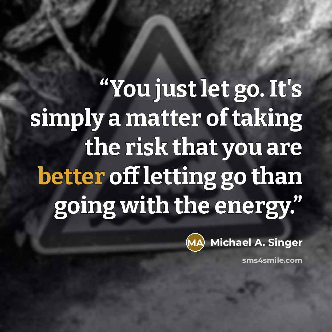 “You just let go. It's simply a matter of taking the risk that you are better off letting go than going with the energy.” quote by Michael A. Singer