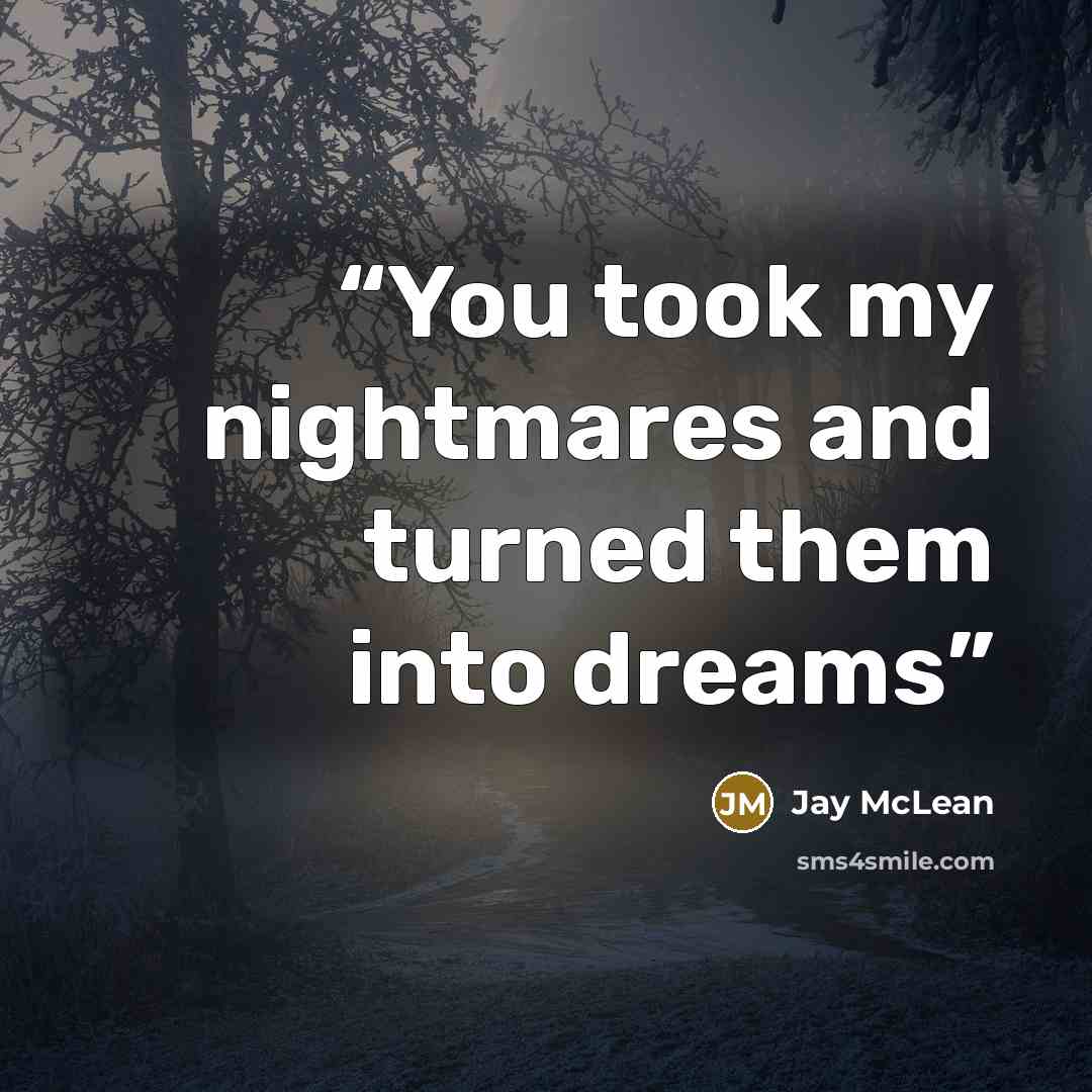 “You took my nightmares and turned them into dreams” quote by Jay McLean