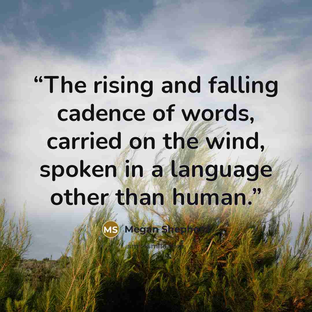 “The rising and falling cadence of words, carried on the wind, spoken in a language other than human.” quote by Megan Shepherd