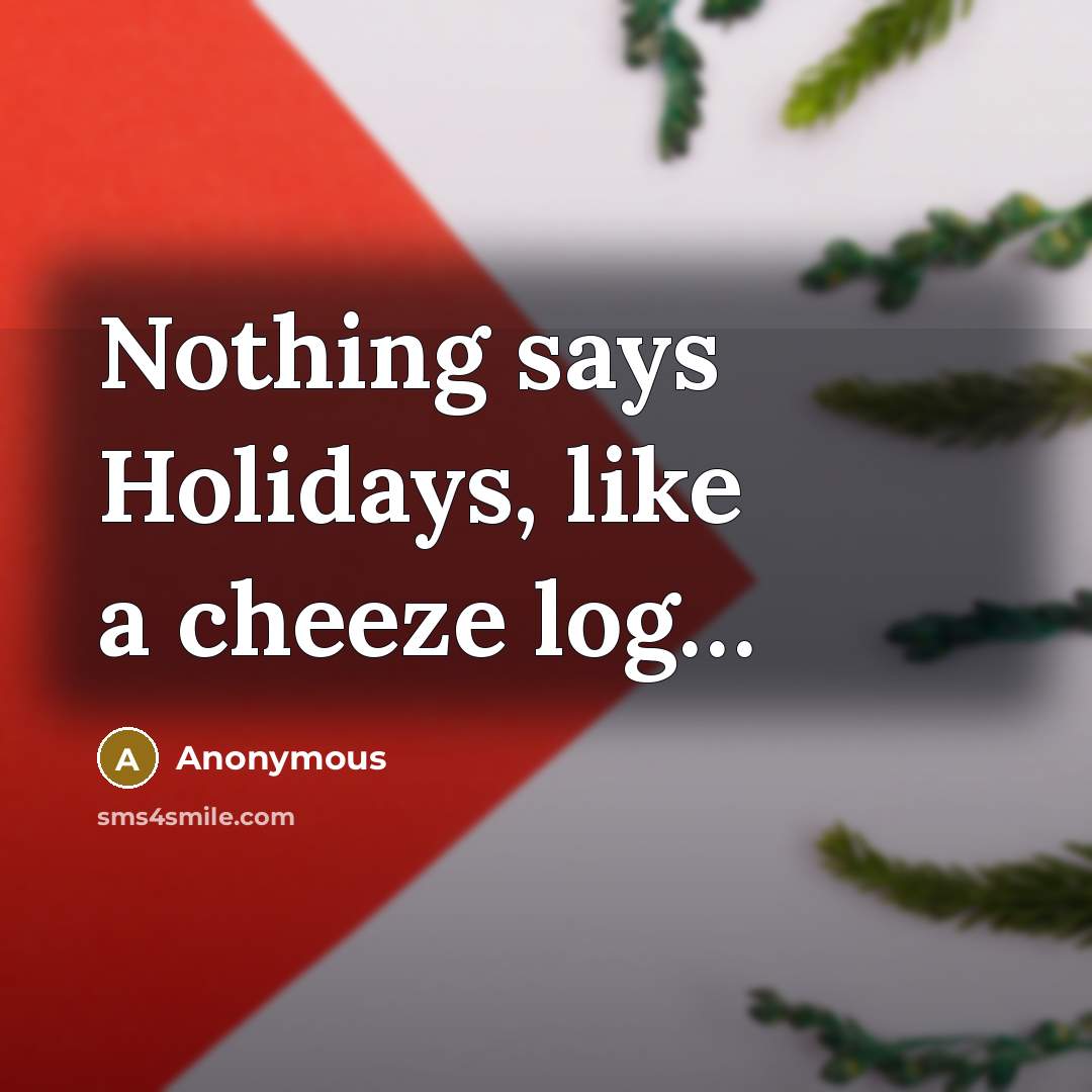 “Nothing says Holidays, like a cheeze log…” quote by Anonymous