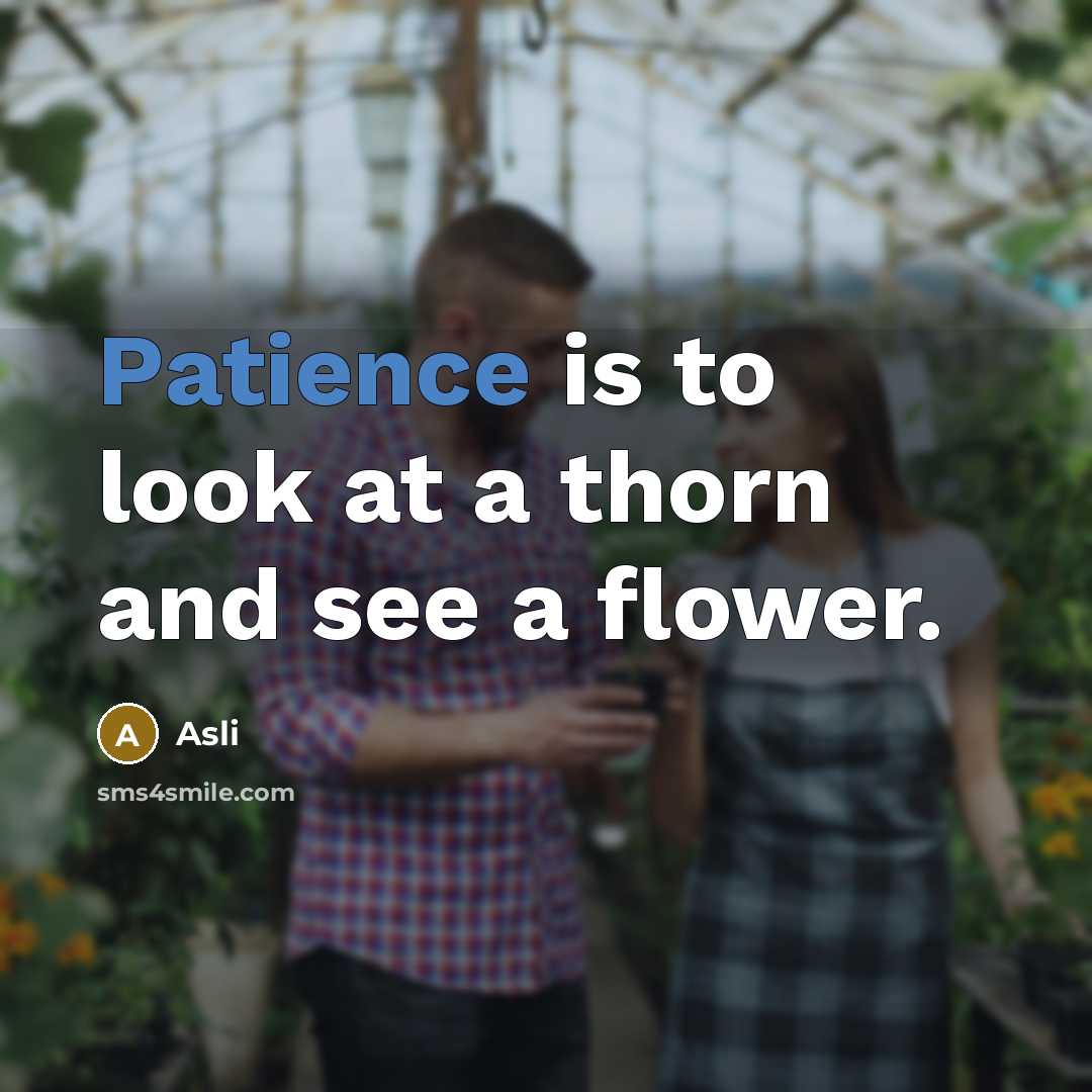 “Patience is to look at a thorn and see a flower.” quote by Asli