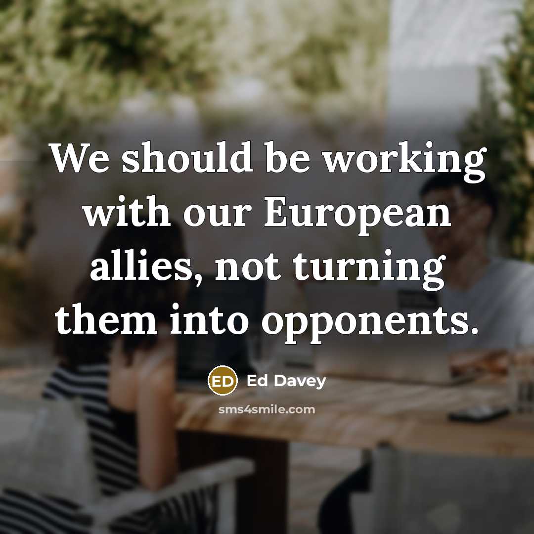 “We should be working with our European allies, not turning them into opponents.” quote by Ed Davey