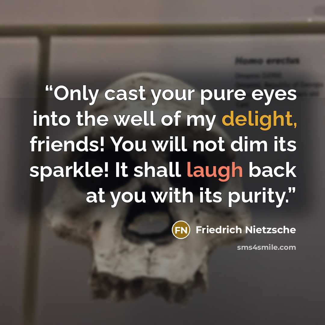 “Only cast your pure eyes into the well of my delight, friends! You will not dim its sparkle! It shall laugh back at you with its purity.” quote by Friedrich Nietzsche