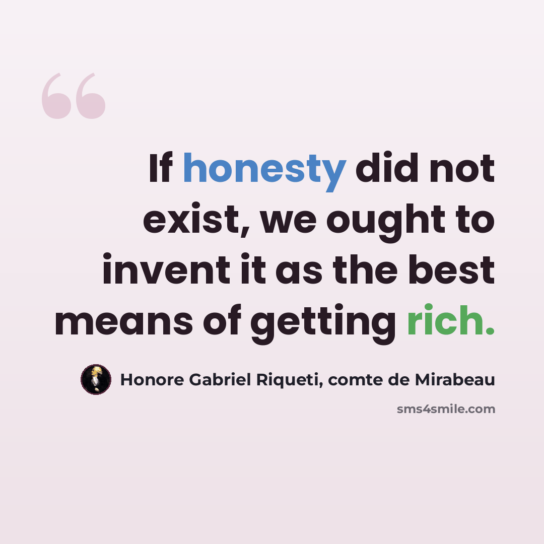 “If honesty did not exist, we ought to invent it as the best means of getting rich.” quote by Honore Gabriel Riqueti, comte de Mirabeau