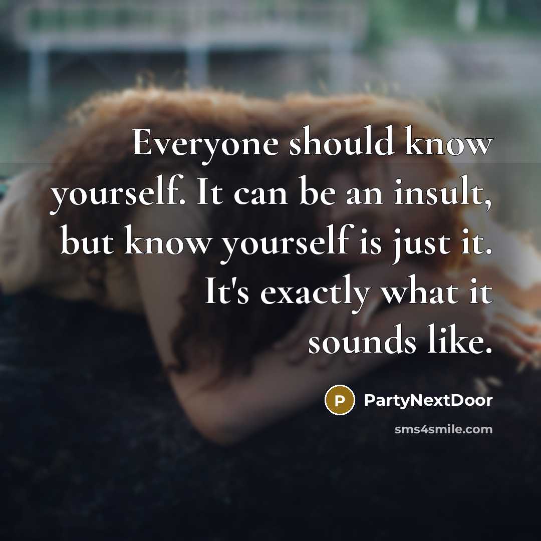 “Everyone should know yourself. It can be an insult, but know yourself is just it. It's exactly what it sounds like.” quote by PartyNextDoor