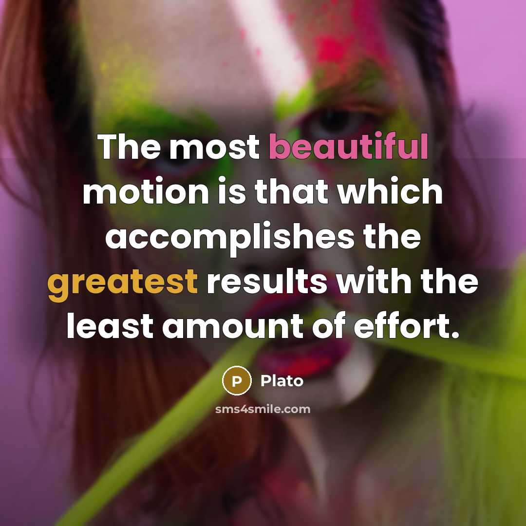 “The most beautiful motion is that which accomplishes the greatest results with the least amount of effort.” quote by Plato