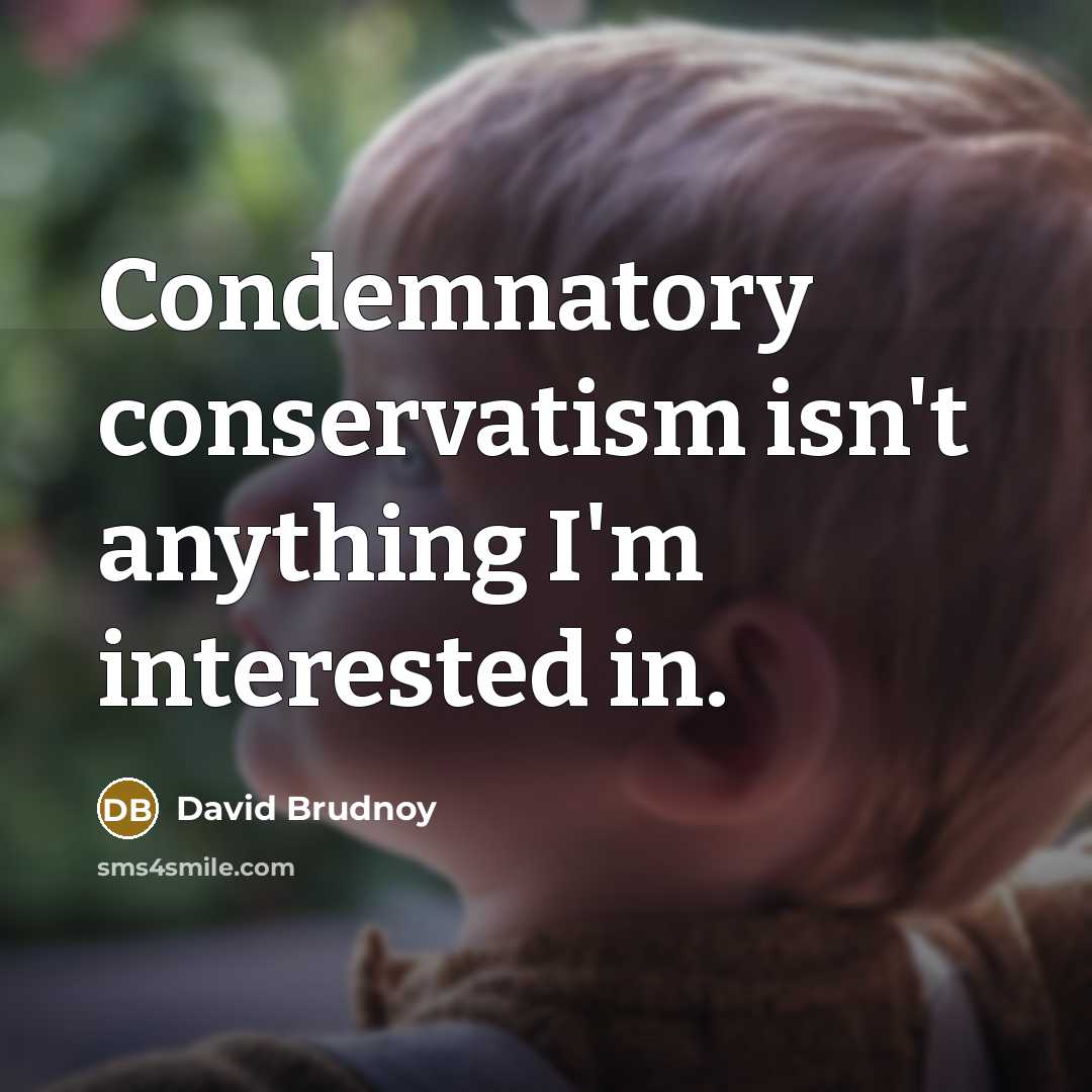 “Condemnatory conservatism isn't anything I'm interested in.” quote by David Brudnoy