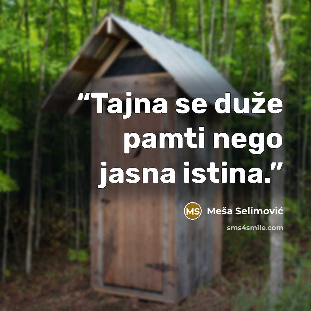 “Tajna se duže pamti nego jasna istina.” quote by Meša Selimović