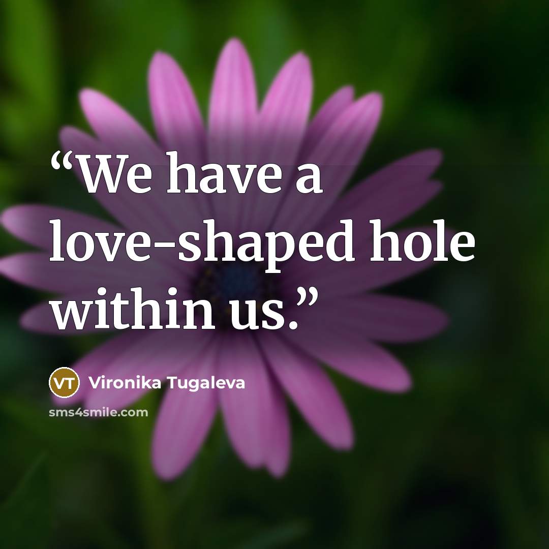 “We have a love-shaped hole within us.” quote by Vironika Tugaleva