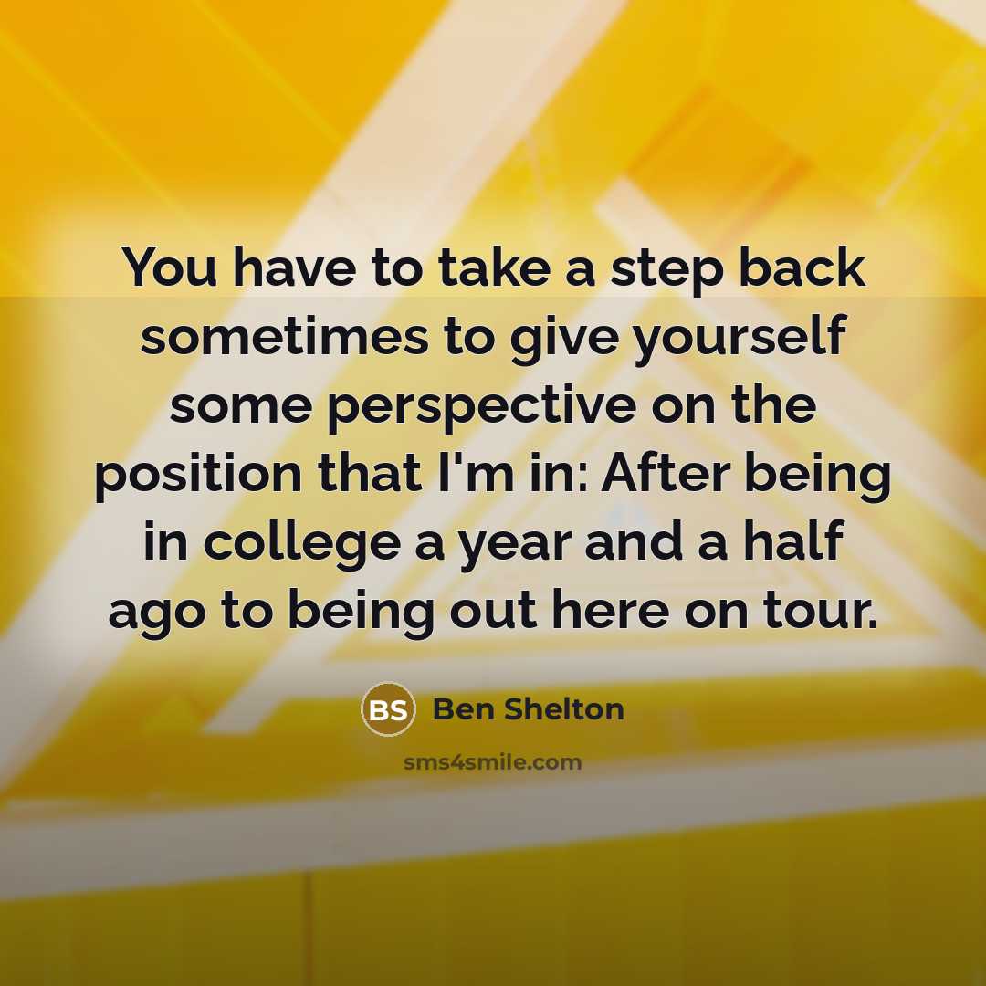 “You have to take a step back sometimes to give yourself some perspective on the position that I'm in: After being in college a year and a half ago to being out here on tour.” quote by Ben Shelton