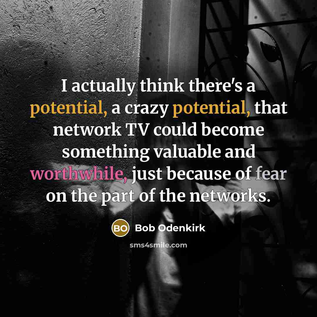 “I actually think there's a potential, a crazy potential, that network TV could become something valuable and worthwhile, just because of fear on the part of the networks.” quote by Bob Odenkirk