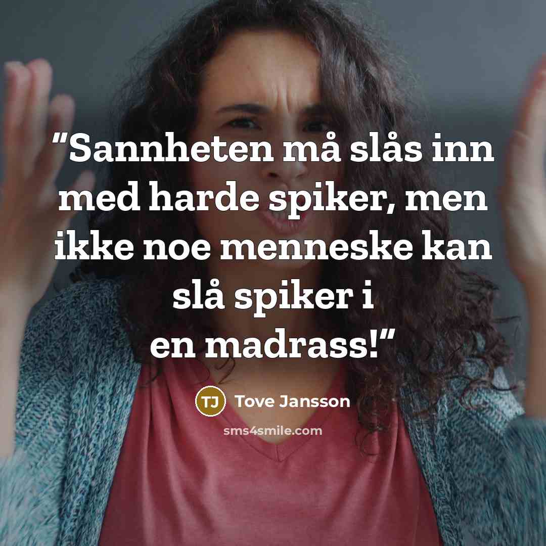 “Sannheten må slås inn med harde spiker, men ikke noe menneske kan slå spiker i en madrass!” quote by Tove Jansson
