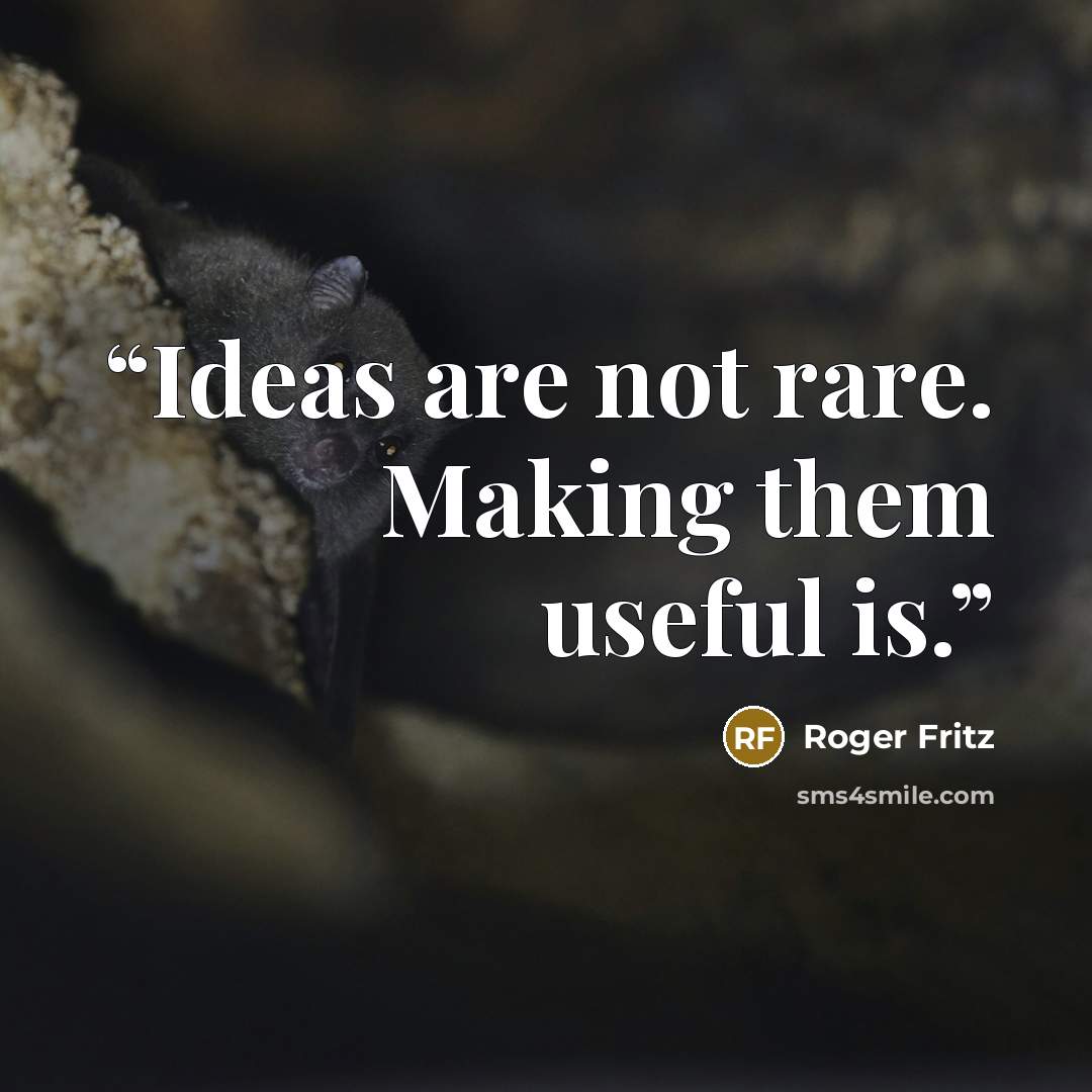“Ideas are not rare. Making them useful is.” quote by Roger Fritz