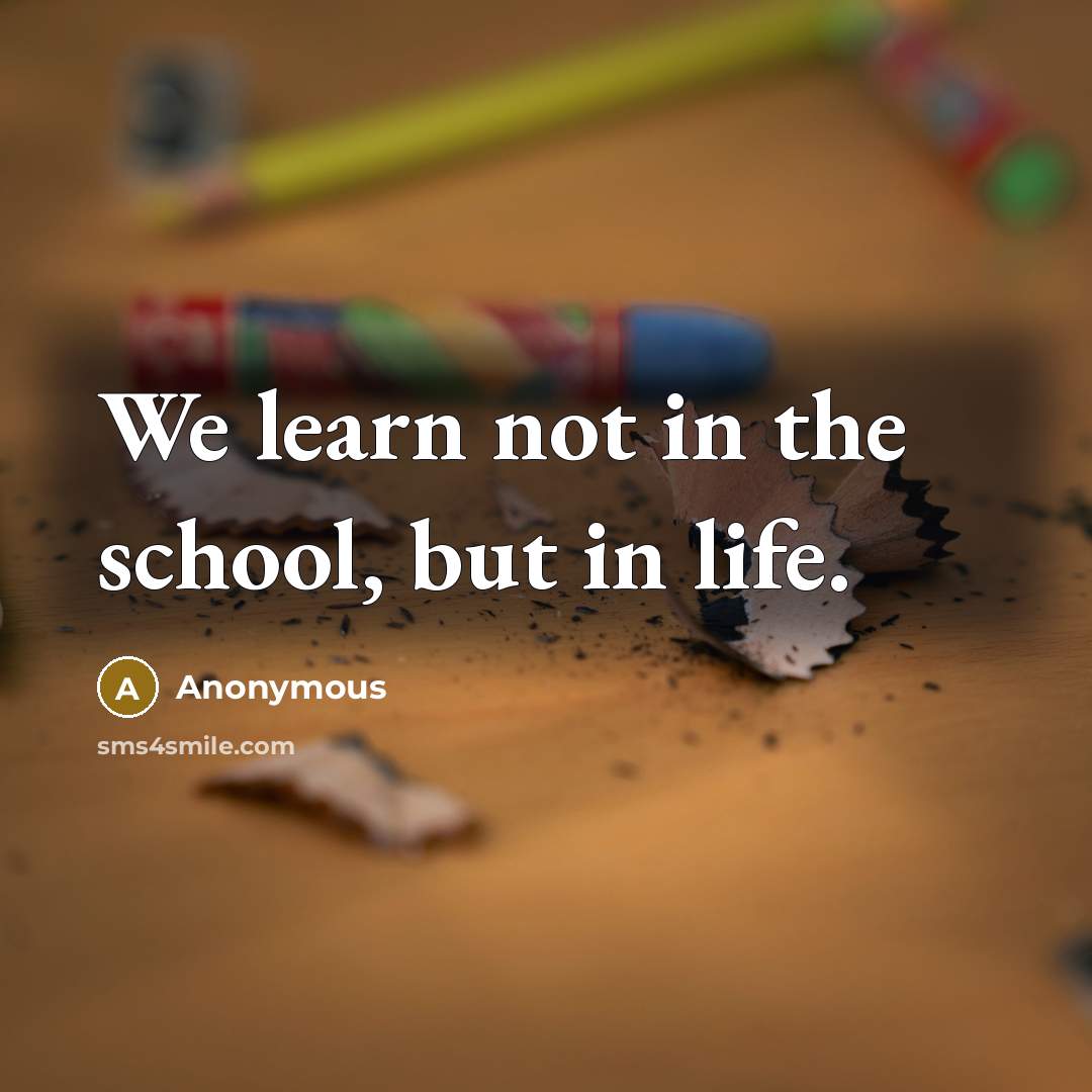 “We learn not in the school, but in life.” quote by Anonymous