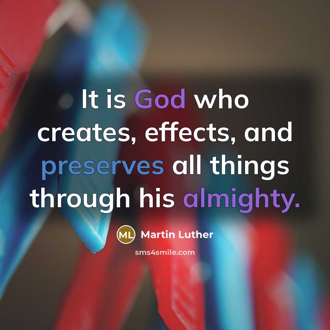 “It is God who creates, effects, and preserves all things through his almighty.” quote by Martin Luther