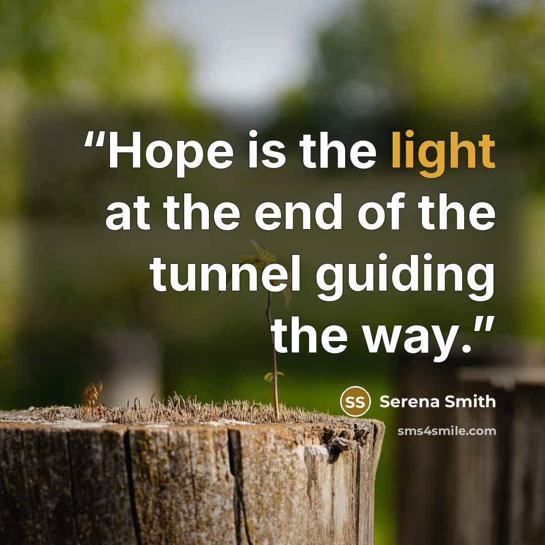 “Hope is the light at the end of the tunnel guiding the way.” quote by Serena Smith