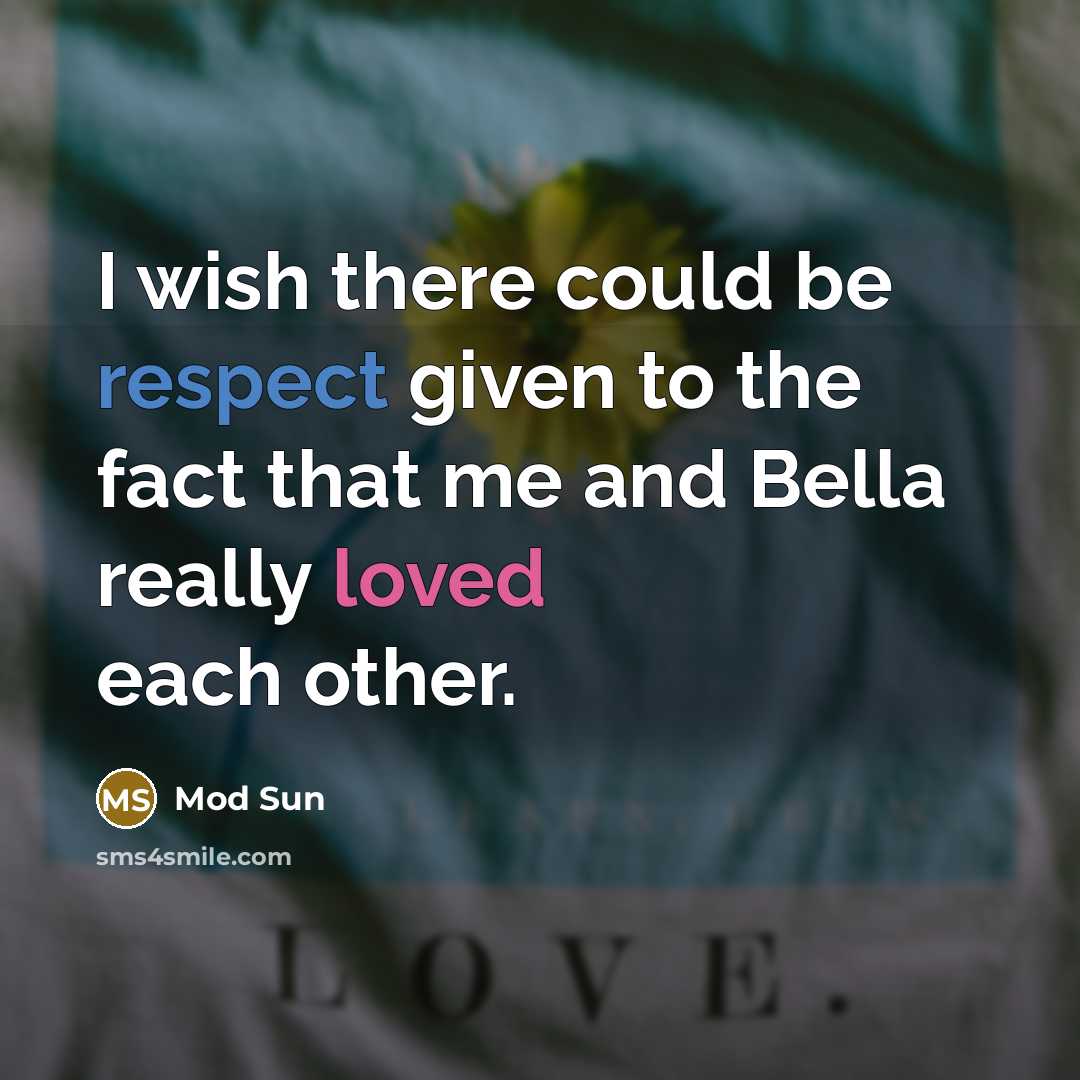 “I wish there could be respect given to the fact that me and Bella really loved each other.” quote by Mod Sun