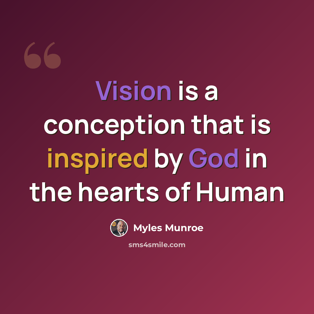 “Vision is a conception that is inspired by God in the hearts of Human” quote by Myles Munroe