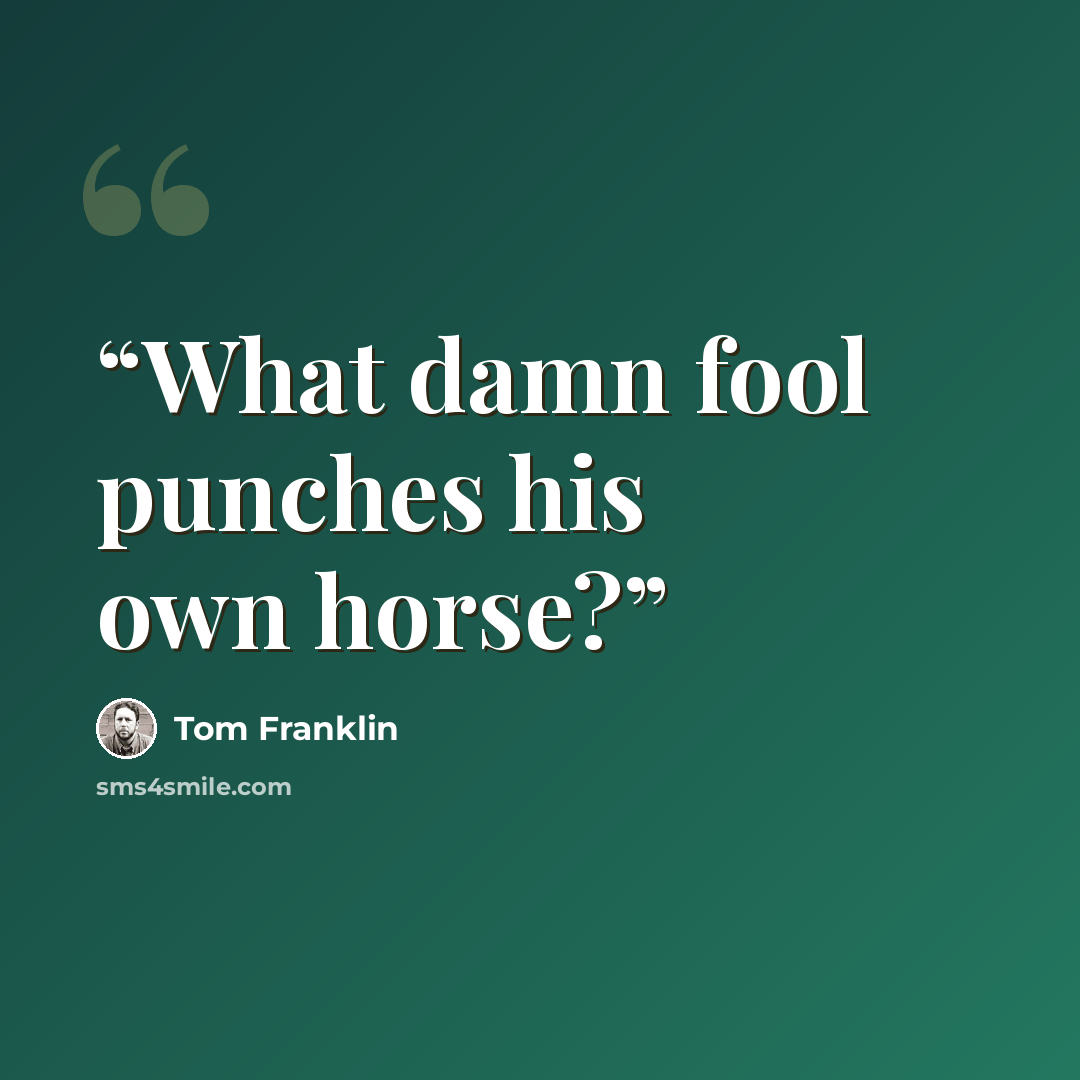 “What damn fool punches his own horse?” quote by Tom Franklin