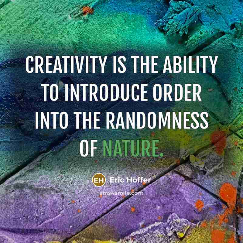 “Creativity is the ability to introduce order into the randomness of nature.” quote by Eric Hoffer