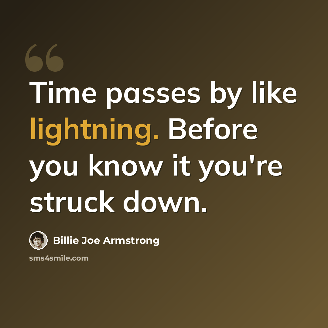 “Time passes by like lightning. Before you know it you're struck down.” quote by Billie Joe Armstrong