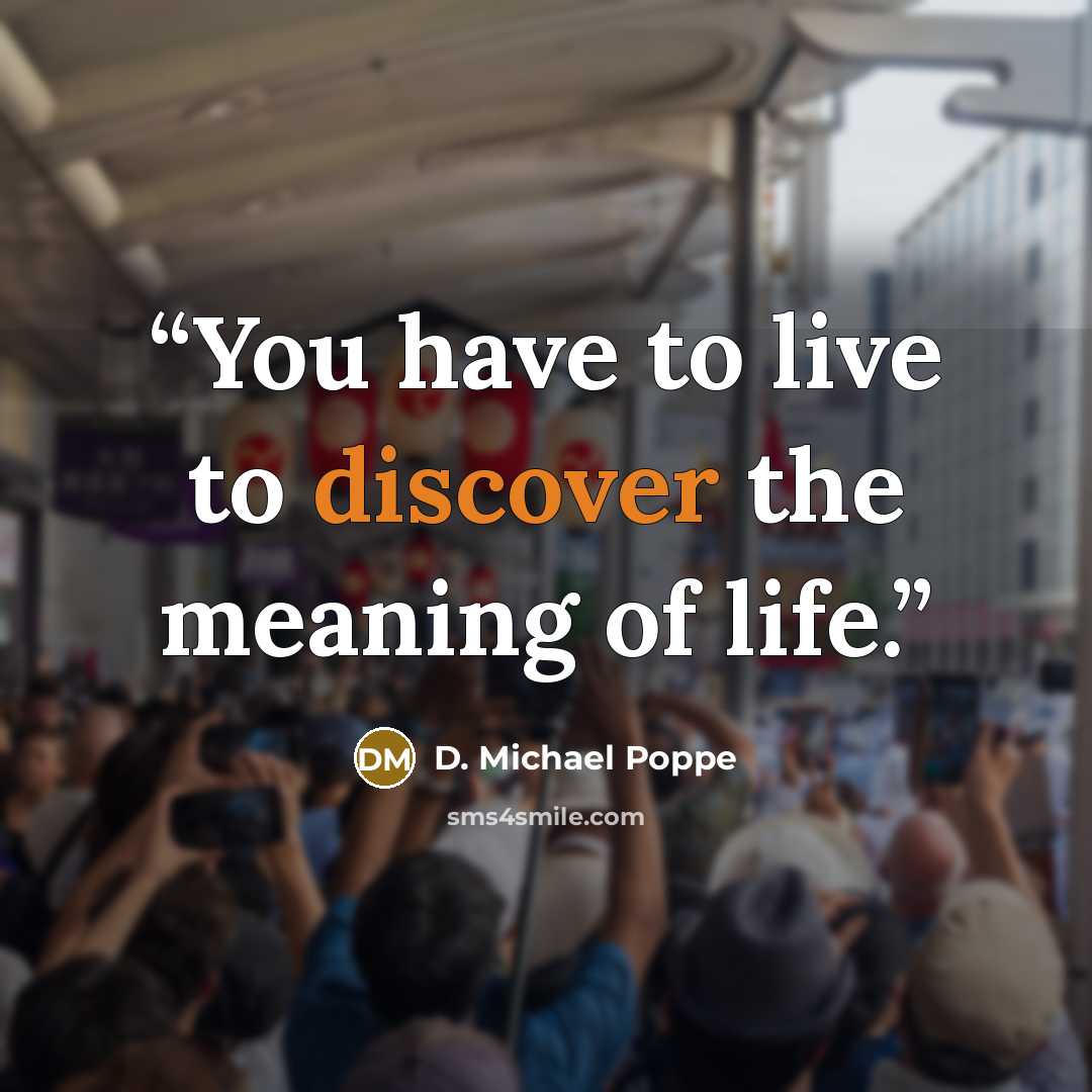 “You have to live to discover the meaning of life.” quote by D. Michael Poppe