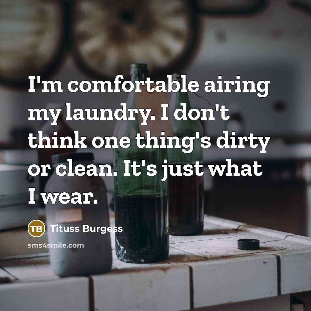 “I'm comfortable airing my laundry. I don't think one thing's dirty or clean. It's just what I wear.” quote by Tituss Burgess