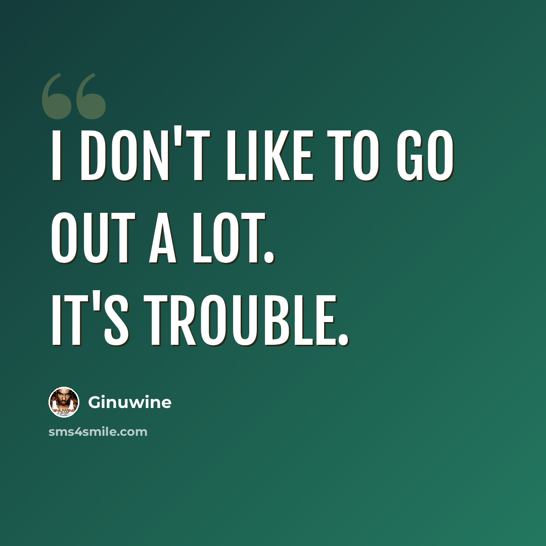“I don't like to go out a lot. It's trouble.” quote by Ginuwine