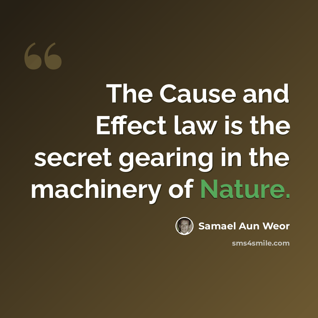 “The Cause and Effect law is the secret gearing in the machinery of Nature.” quote by Samael Aun Weor