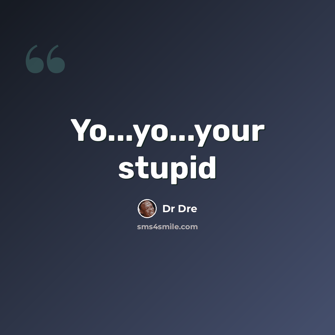 “Yo...yo...your stupid” quote by Dr Dre
