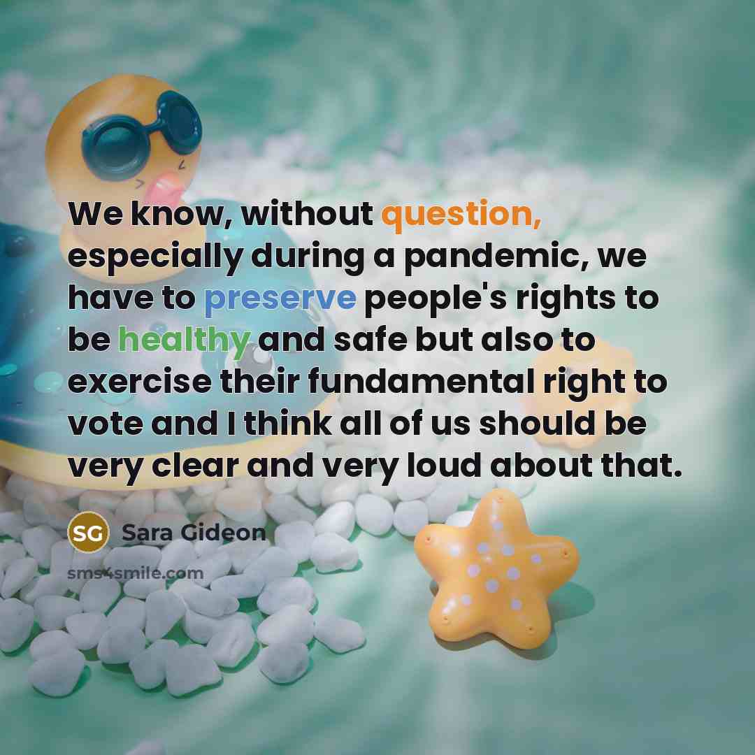 “We know, without question, especially during a pandemic, we have to preserve people's rights to be healthy and safe but also to exercise their fundamental right to vote and I think all of us should be very clear and very loud about that.” quote by Sara Gideon
