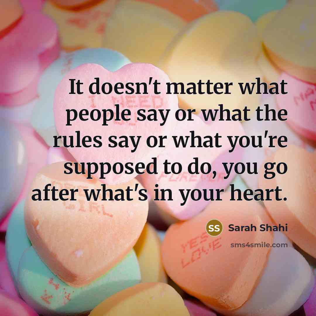 “It doesn't matter what people say or what the rules say or what you're supposed to do, you go after what's in your heart.” quote by Sarah Shahi