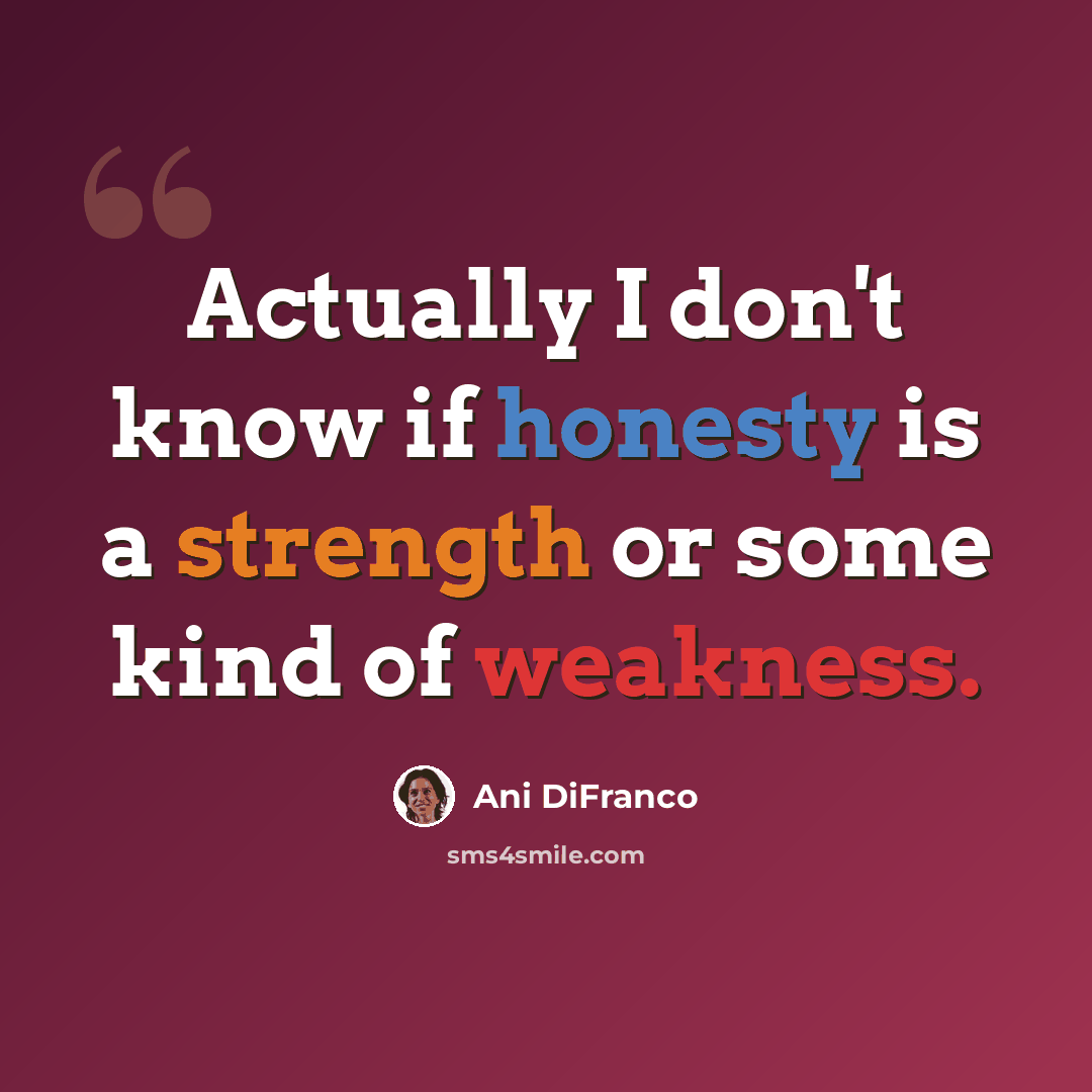 “Actually I don't know if honesty is a strength or some kind of weakness.” quote by Ani DiFranco